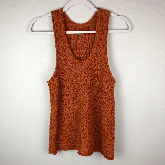 aerie Tops - Aerie Burnt Orange Crocheted Sweater Tank Top Med